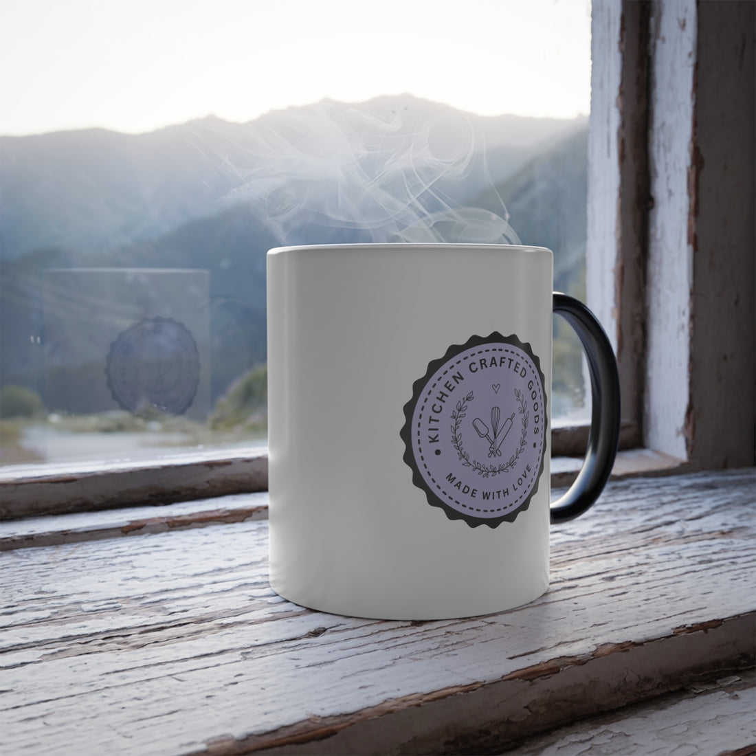Color-Changing Mug — Kitchen Crafted Goods logo Heat Reveal 11oz
