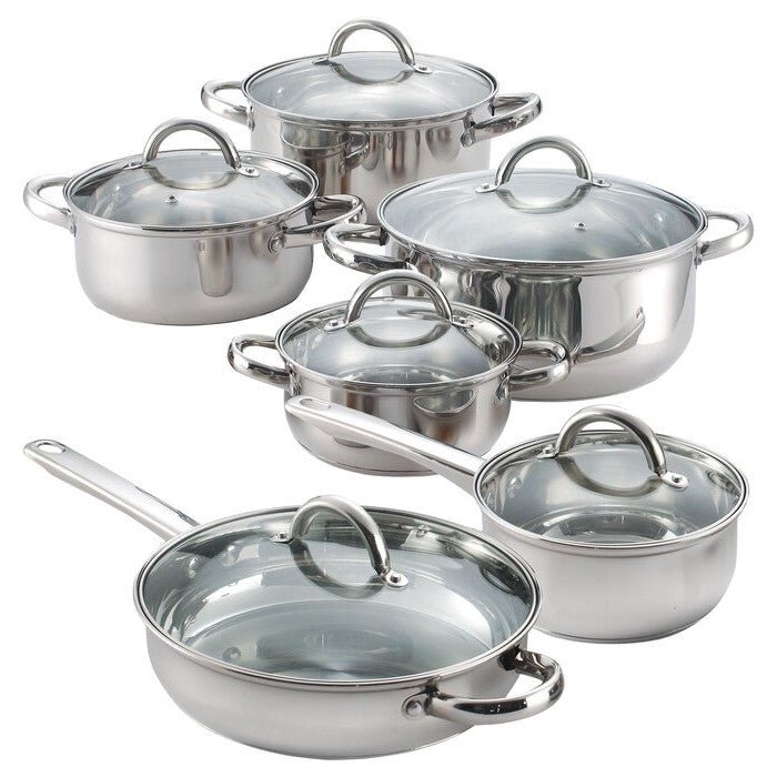 12 Piece Cool Touch Stainless Steel Cookware Set - KitchenCraftedGoods