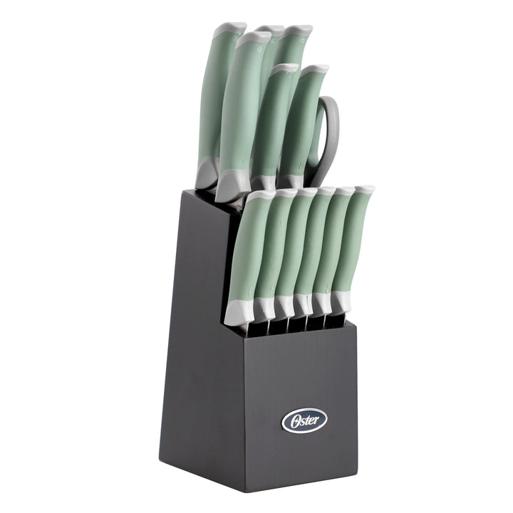 14 Piece Stainless Steel Cutlery Set in Green with Soft Grip Handles - KitchenCraftedGoods