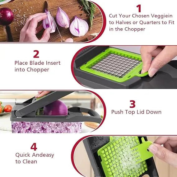 16 - in - 1 Vegetable Chopper & Mandoline Slicer with Cleaver Blade - KitchenCraftedGoods