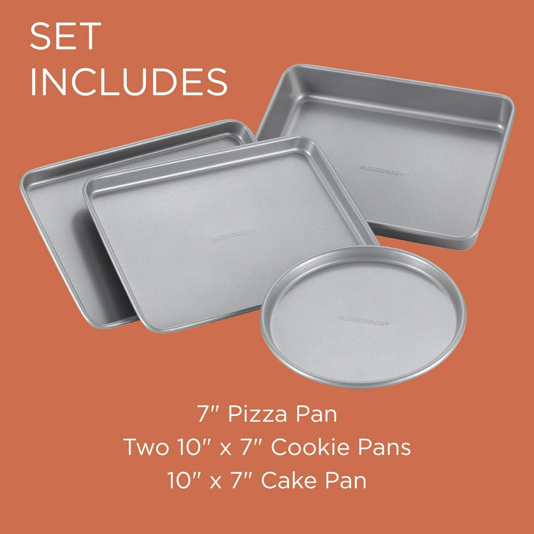 4-Piece Nonstick Bakeware Toaster Oven Set Gray