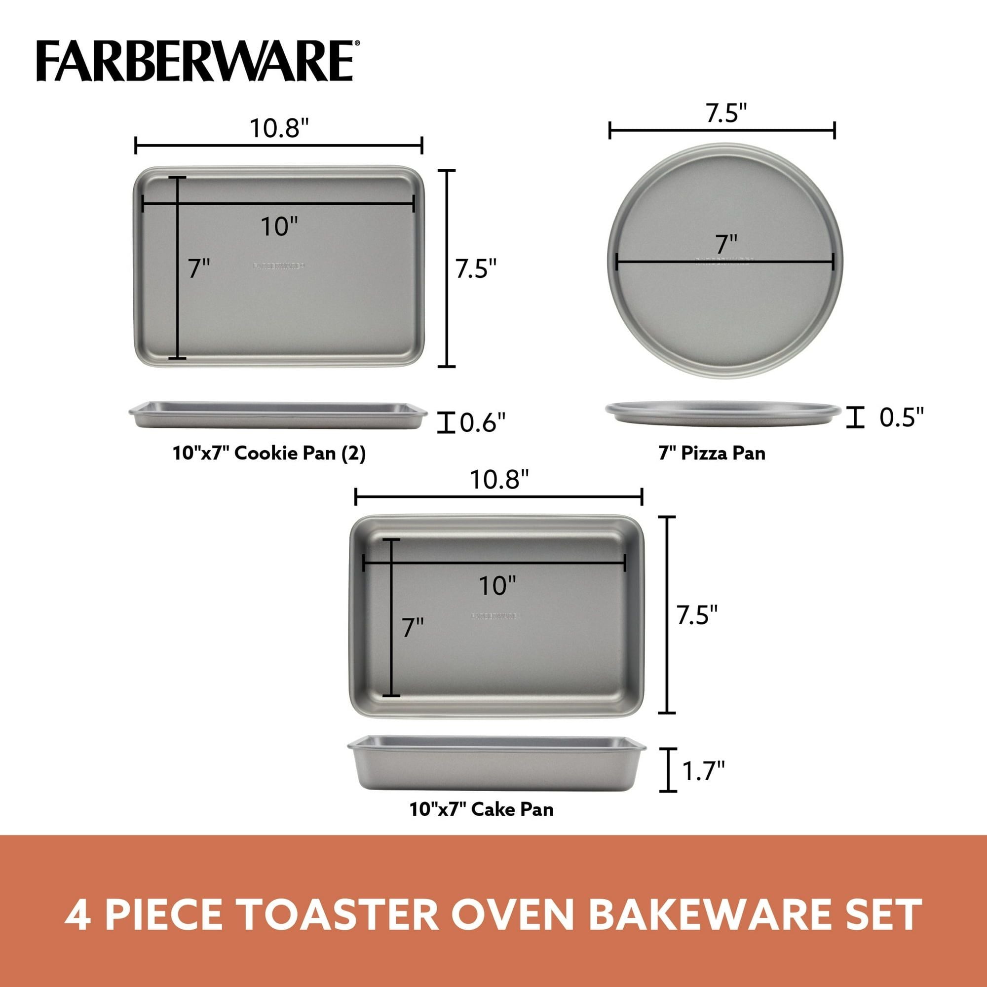 4-Piece Nonstick Bakeware Toaster Oven Set Gray