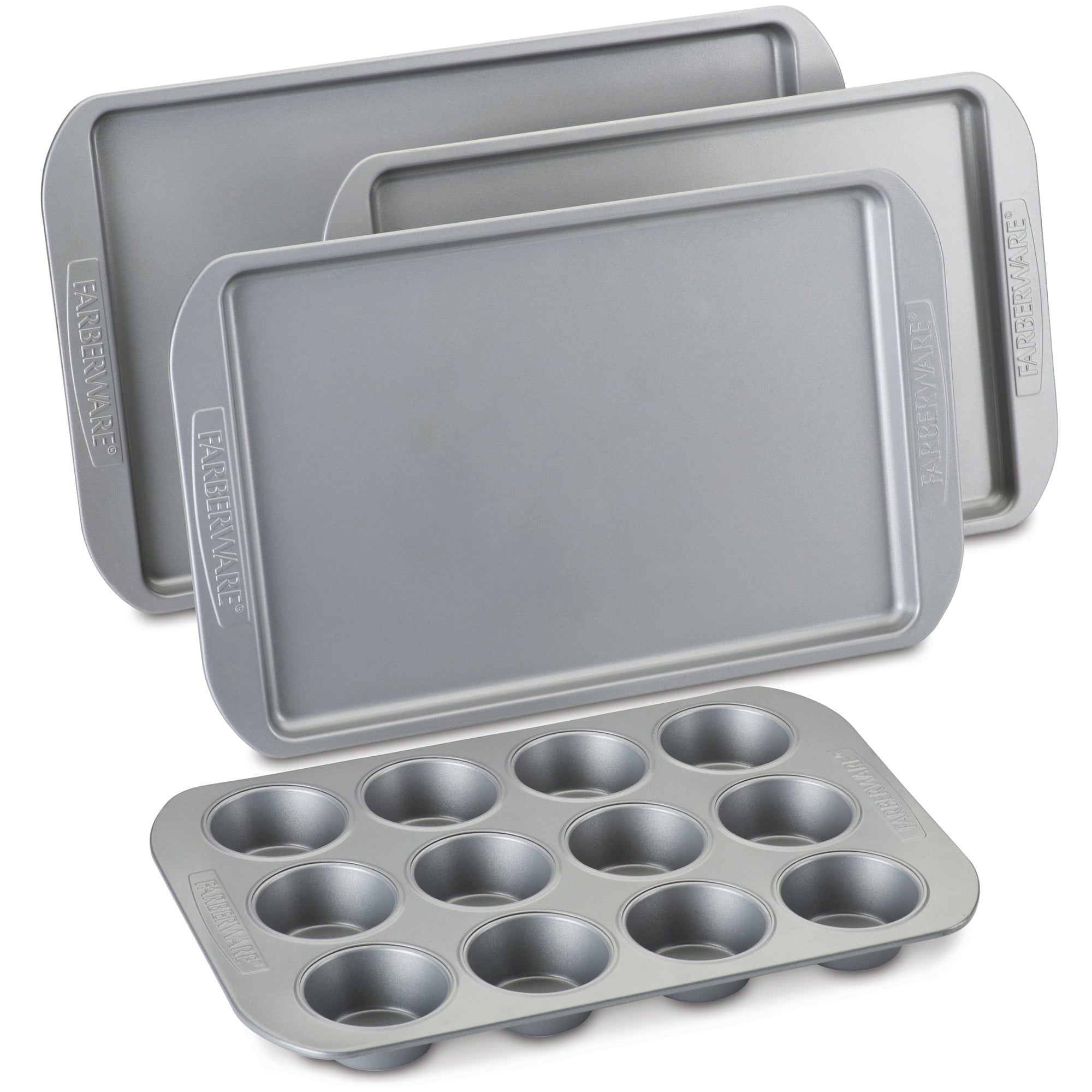 4-Piece Nonstick Muffin & Sheet Pan Set Gray