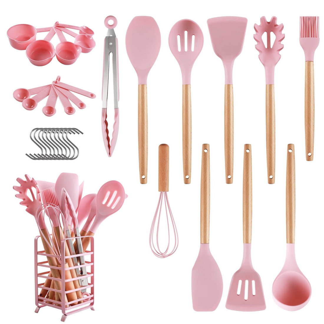 Hecef 32 PCS Silicone Cooking Utensils Set, 446¡ãF Heat Resistant BPA Free for Nonstick Cookware