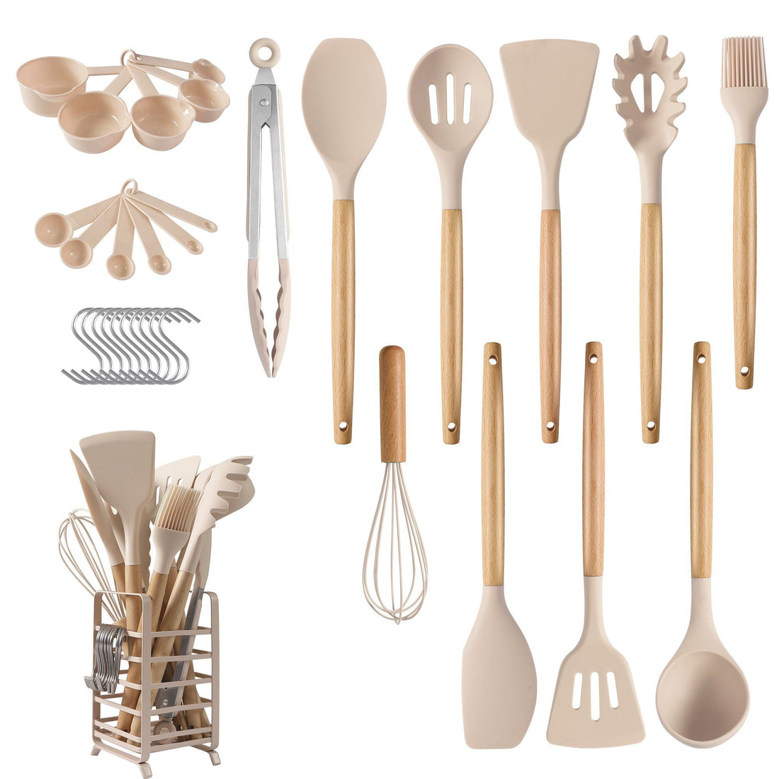32-Piece Silicone Kitchen Utensils Set with Holder