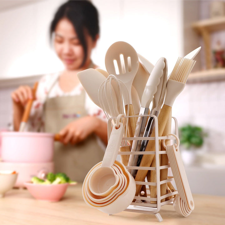 32-Piece Silicone Kitchen Utensils Set with Holder
