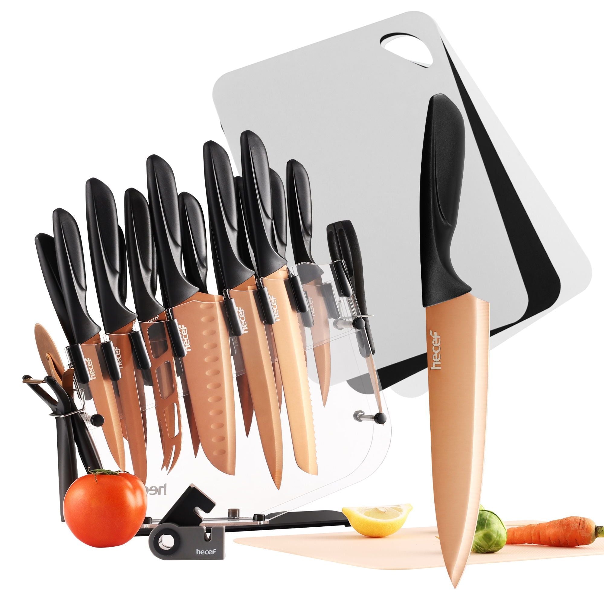 25-Piece Kitchen Knife Set with Block & Titanium Blades