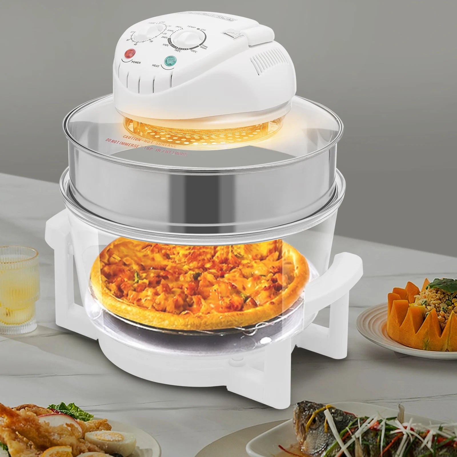 17.96QT Large Air Fryer Oven with Viewing Window, 110V 1200–1400W, 360° Hot Air Circulation, Oil - Free Cooker with Grill Rack for Home Kitchen - KitchenCraftedGoods