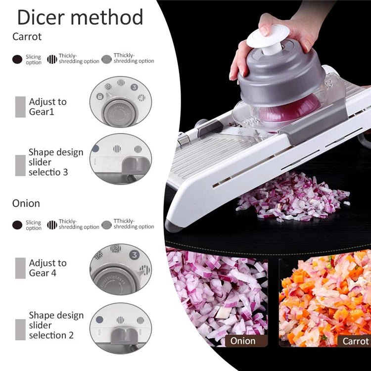 18 - in - 1 Adjustable Mandoline Slicer – Stainless Steel Vegetable Cutter, Julienne Grater, Onion & Potato Slicer - KitchenCraftedGoods