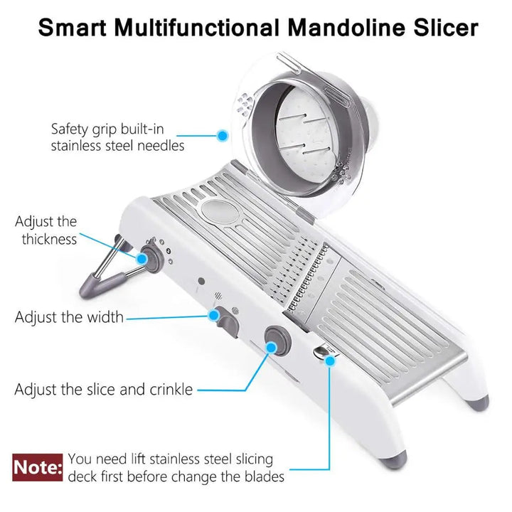 18 - in - 1 Adjustable Mandoline Slicer – Stainless Steel Vegetable Cutter, Julienne Grater, Onion & Potato Slicer - KitchenCraftedGoods