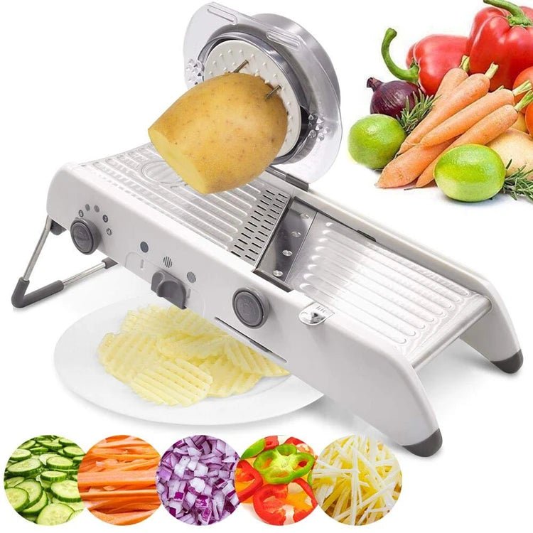 18 - in - 1 Adjustable Mandoline Slicer – Stainless Steel Vegetable Cutter, Julienne Grater, Onion & Potato Slicer - KitchenCraftedGoods