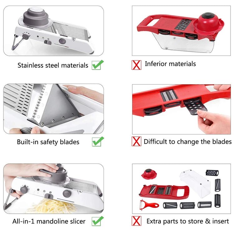 18 - in - 1 Adjustable Mandoline Slicer – Stainless Steel Vegetable Cutter, Julienne Grater, Onion & Potato Slicer - KitchenCraftedGoods