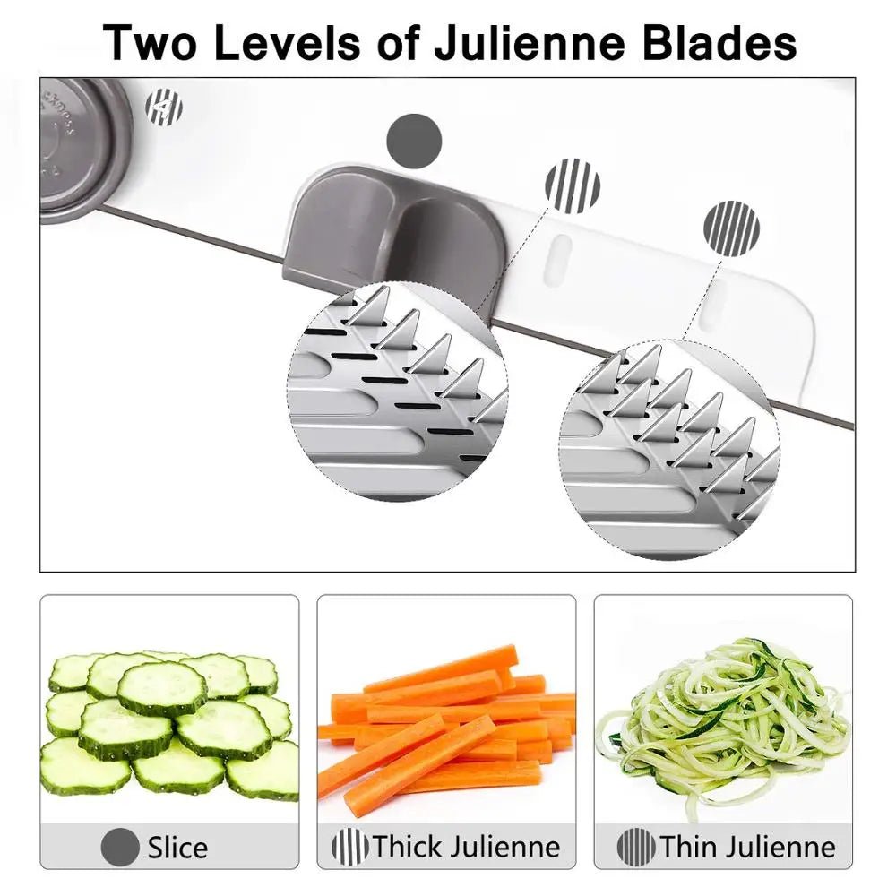 18 - in - 1 Adjustable Mandoline Slicer – Stainless Steel Vegetable Cutter, Julienne Grater, Onion & Potato Slicer - KitchenCraftedGoods