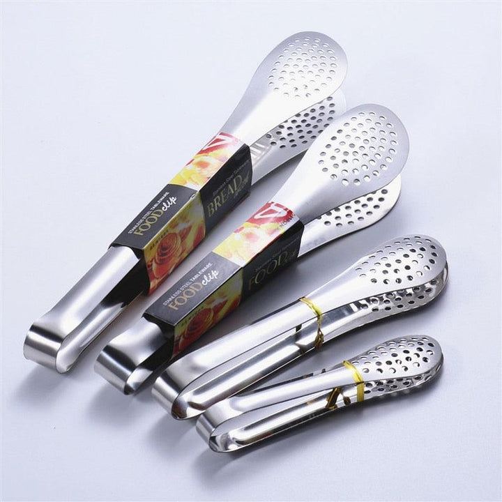 Stainless Steel Heat-Resistant Kitchen BBQ Food Tongs
