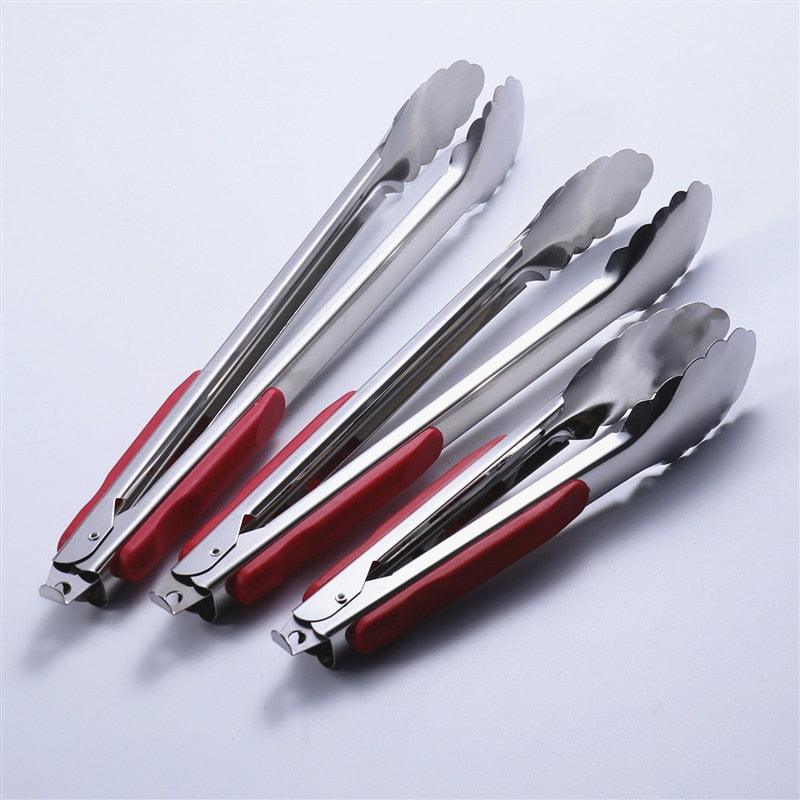 Stainless Steel Heat-Resistant Kitchen BBQ Food Tongs