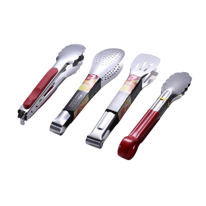 Stainless Steel Heat-Resistant Kitchen BBQ Food Tongs