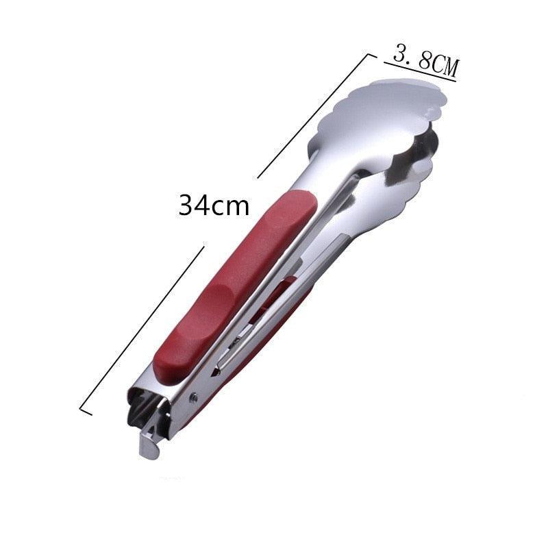 Stainless Steel Heat-Resistant Kitchen BBQ Food Tongs