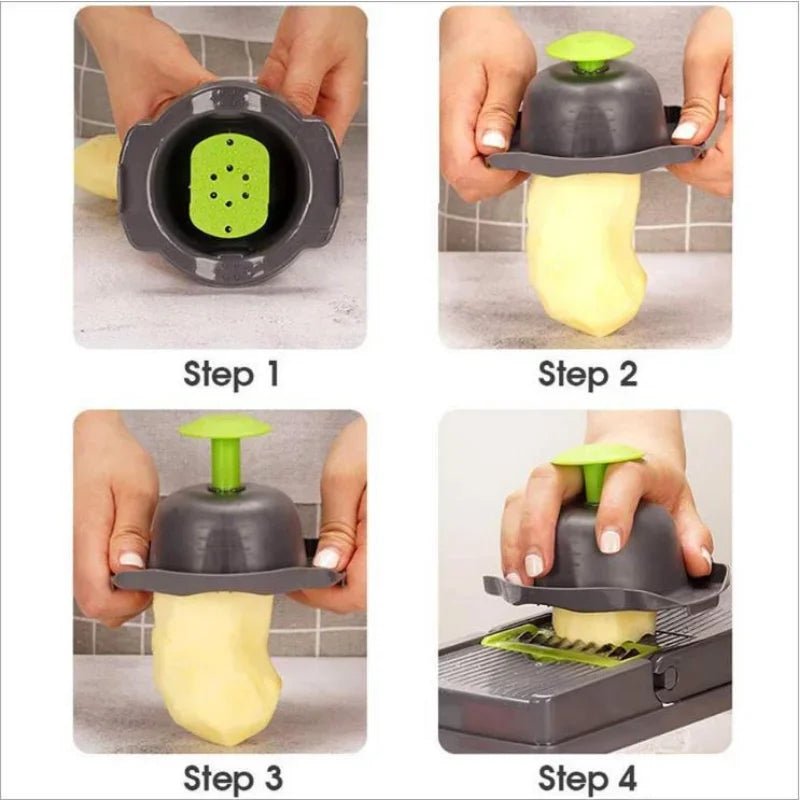 3 - in - 1 Vegetable Slicer Cutter Grater with Basket - Kitchen Essential - KitchenCraftedGoods