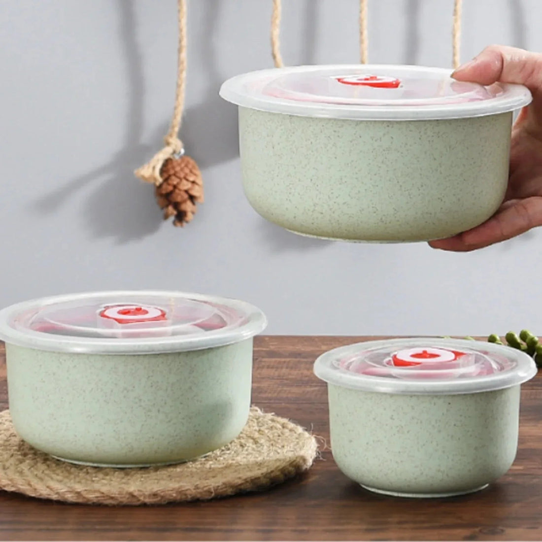 3 - Piece Bento Food Storage Containers Microwaveable Meal Prep - KitchenCraftedGoods