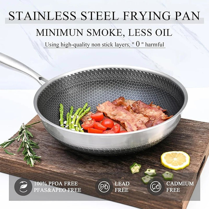 316 Stainless Steel Wok Pan – Honeycomb Nonstick Stir Fry Pan, - KitchenCraftedGoods