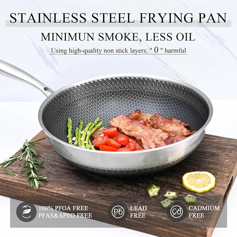 316 Stainless Steel Wok Pan – Nonstick Stir Fry & Skillet - KitchenCraftedGoods