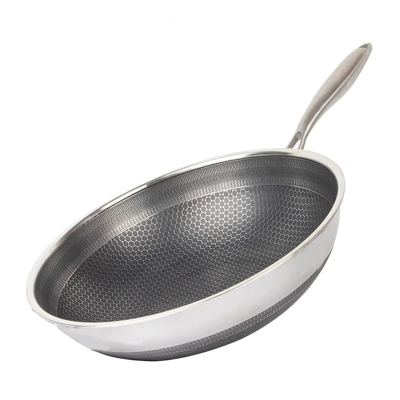 316 Stainless Steel Wok Pan – Nonstick Stir Fry & Skillet - KitchenCraftedGoods