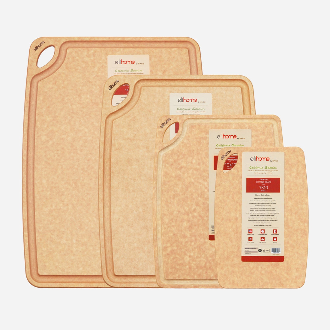 4 - Piece Cutting Board Set S/M/L/XL – NSF Certified, Reversible, Dishwasher Safe - KitchenCraftedGoods