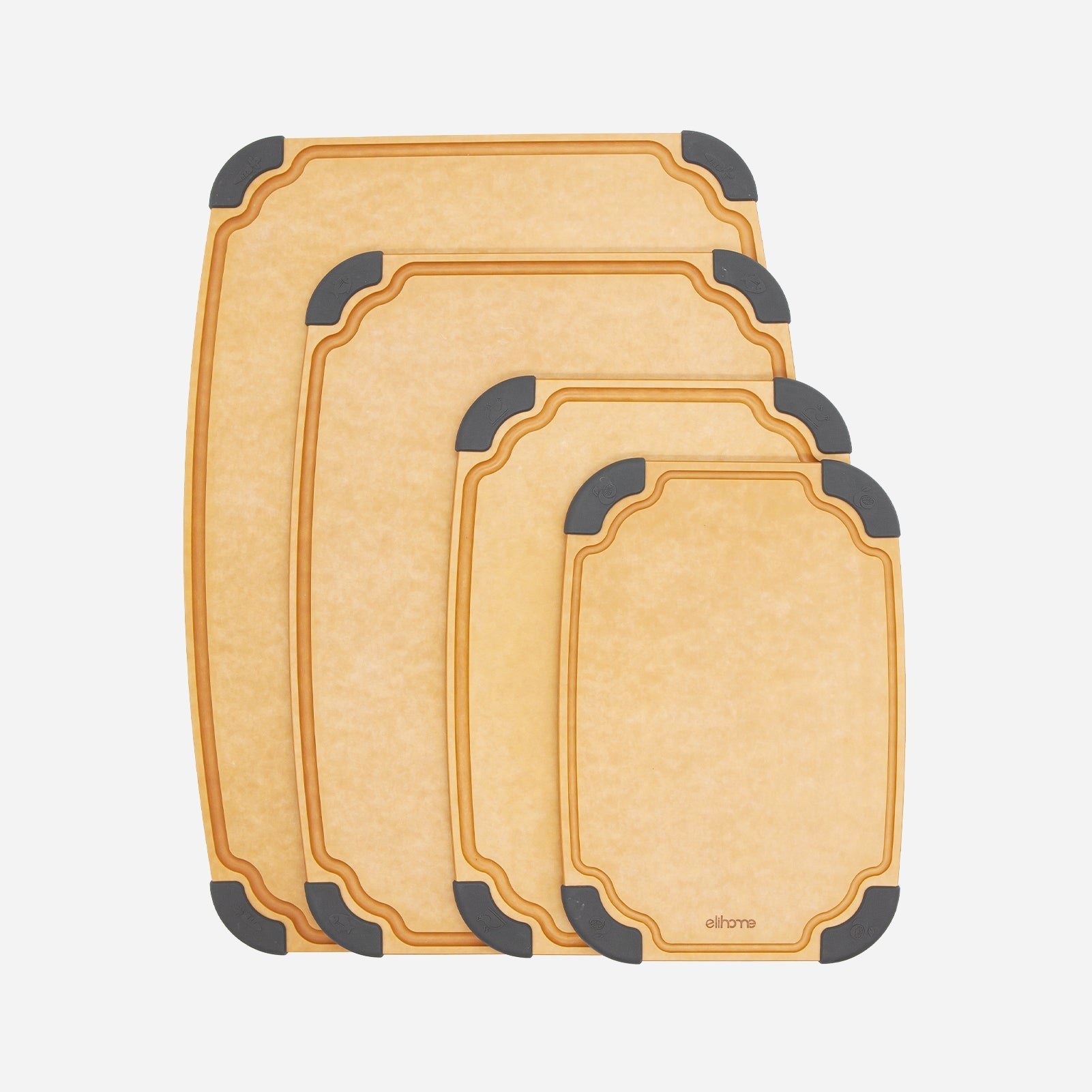 4 - Piece Cutting Board Set with Juice Grooves – Non - Slip, Dishwasher Safe, Eco - Friendly - KitchenCraftedGoods