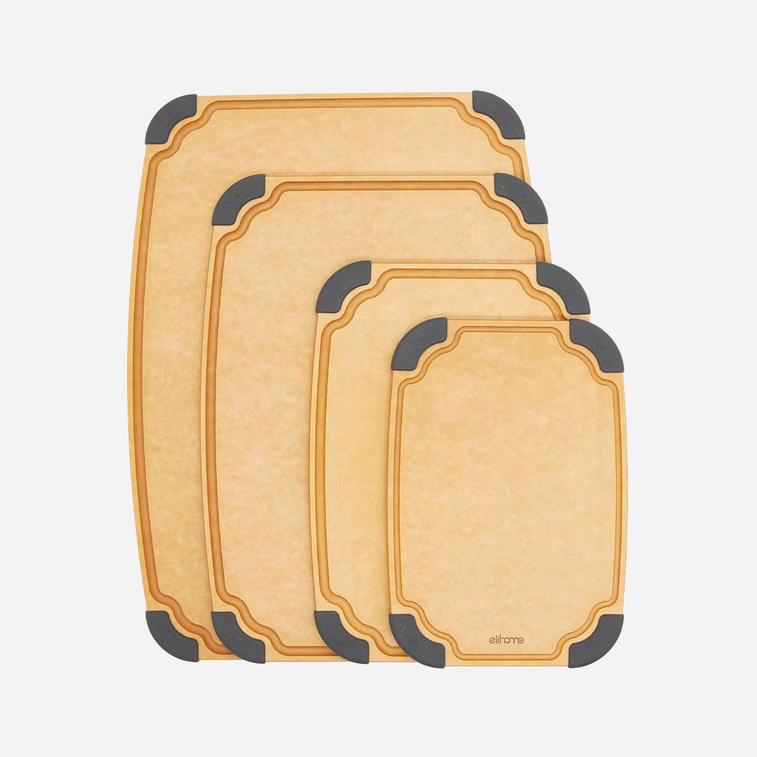 4 - Piece Cutting Board Set with Juice Grooves – Non - Slip, Dishwasher Safe, Eco - Friendly - KitchenCraftedGoods