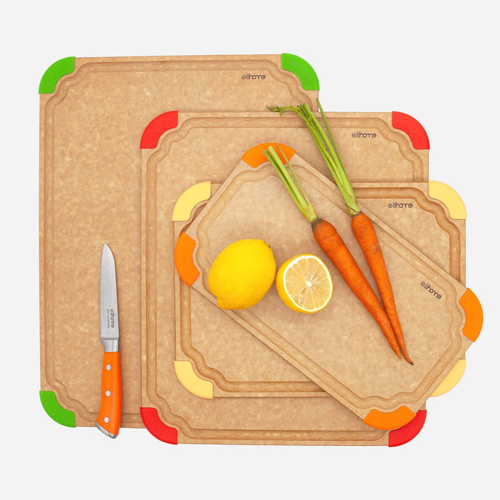 4 - Piece Non - Slip Cutting Board Set with Color - Coded System – S/M/L/XL, Dishwasher Safe - KitchenCraftedGoods