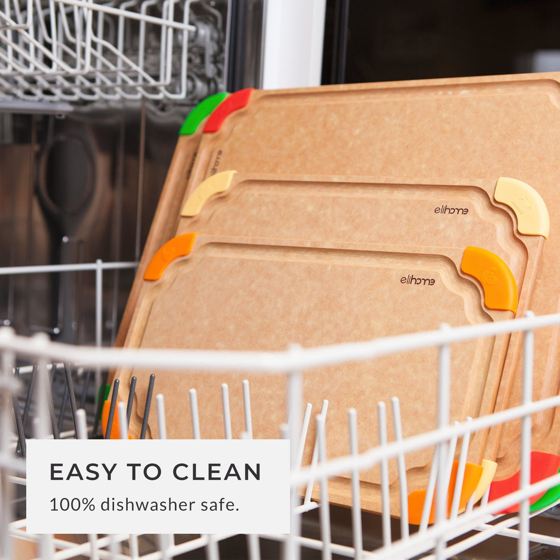 4 - Piece Non - Slip Cutting Board Set with Color - Coded System – S/M/L/XL, Dishwasher Safe - KitchenCraftedGoods