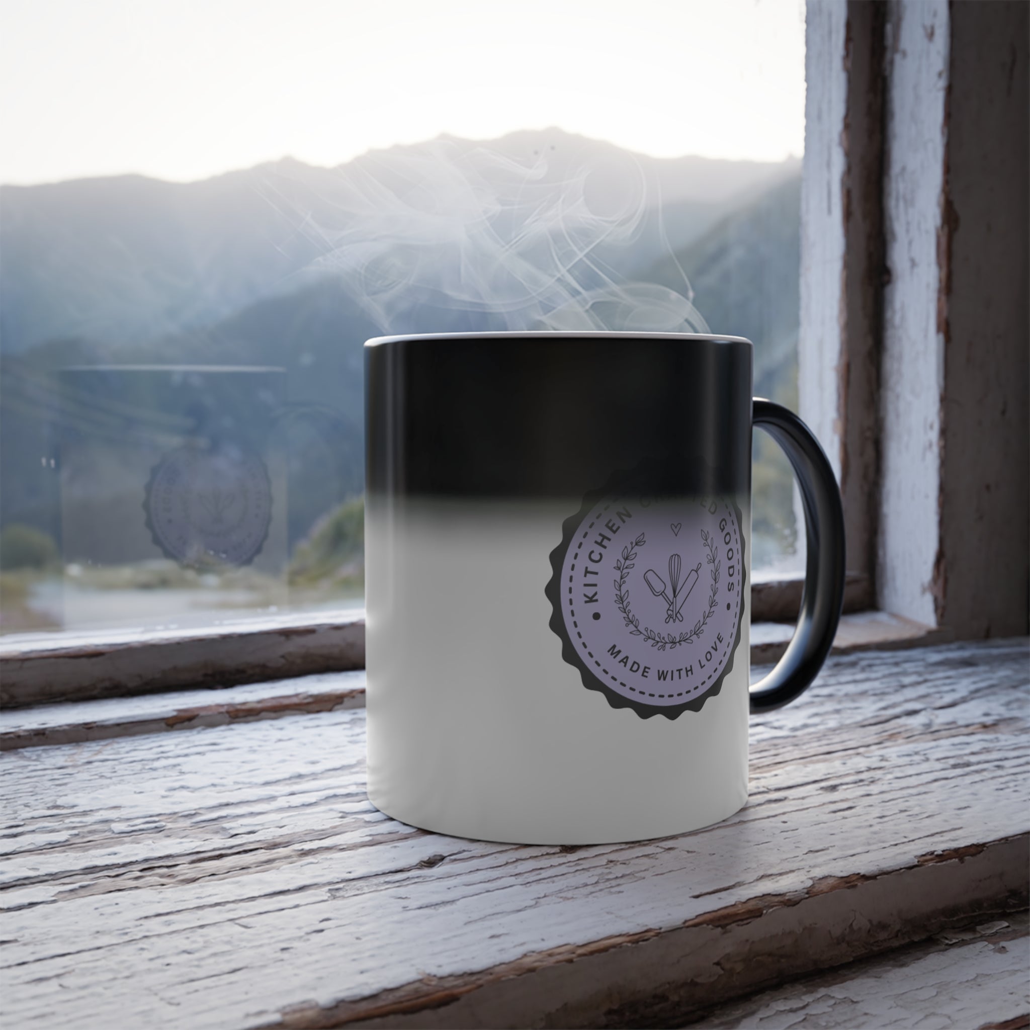 Color-Changing Mug — Kitchen Crafted Goods logo Heat Reveal 11oz