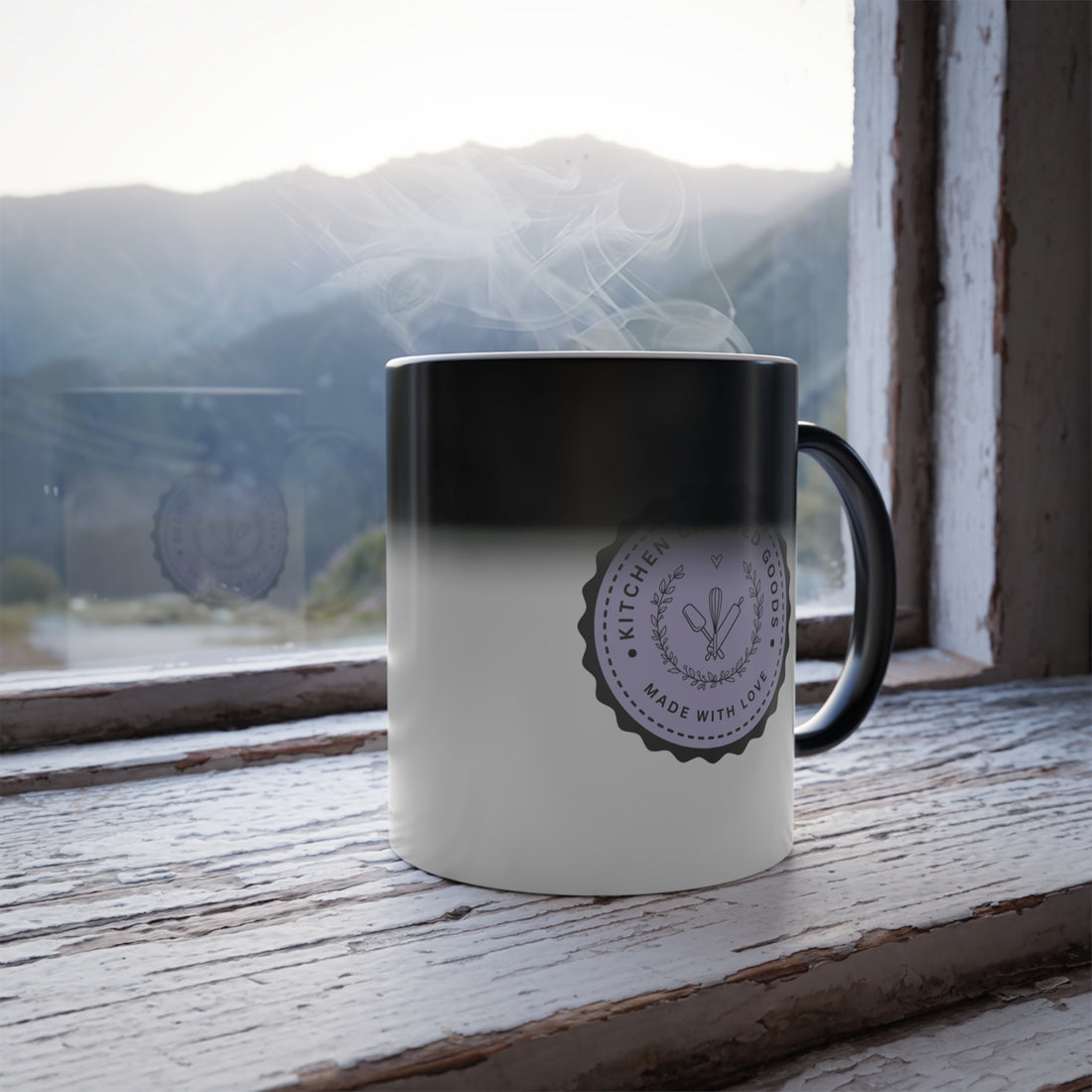 Color-Changing Mug — Kitchen Crafted Goods logo Heat Reveal 11oz