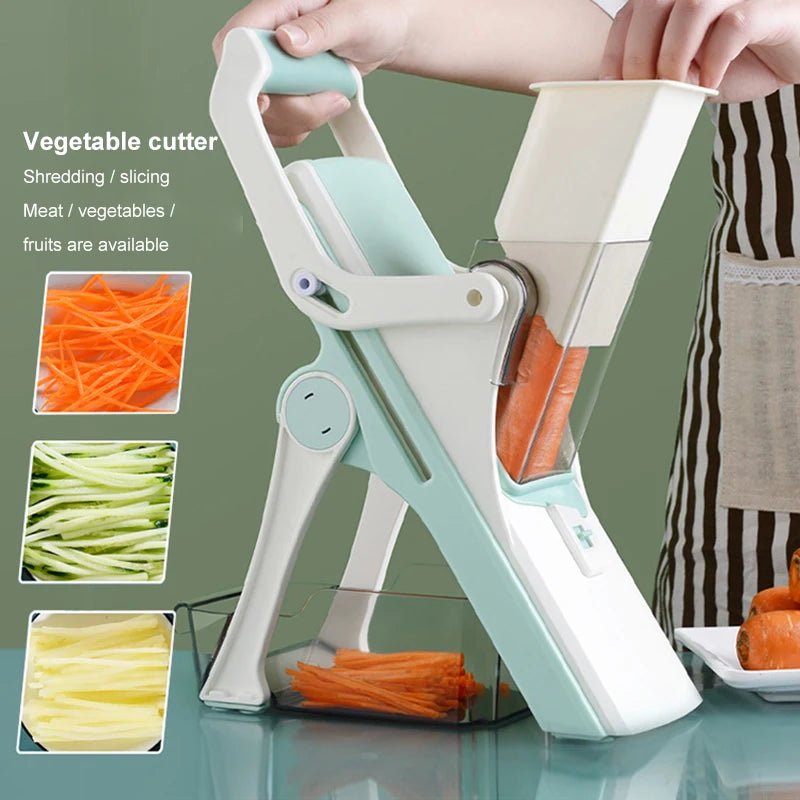 5 - in - 1 Vegetable Chopper & Mandoline Slicer – Manual Food Cutter - KitchenCraftedGoods