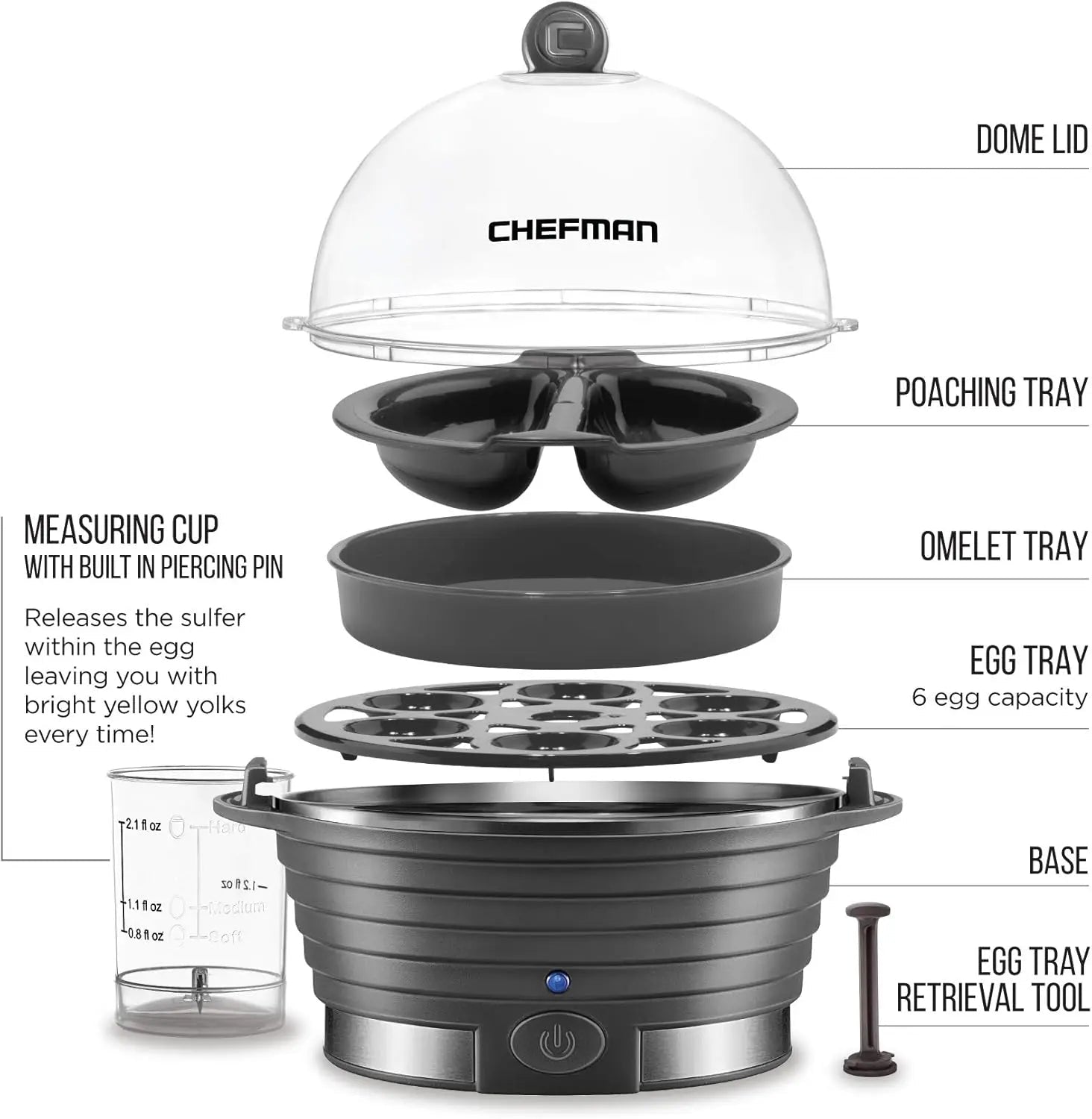 6‑Egg Rapid Electric Cooker Steam Poach Boil - KitchenCraftedGoods