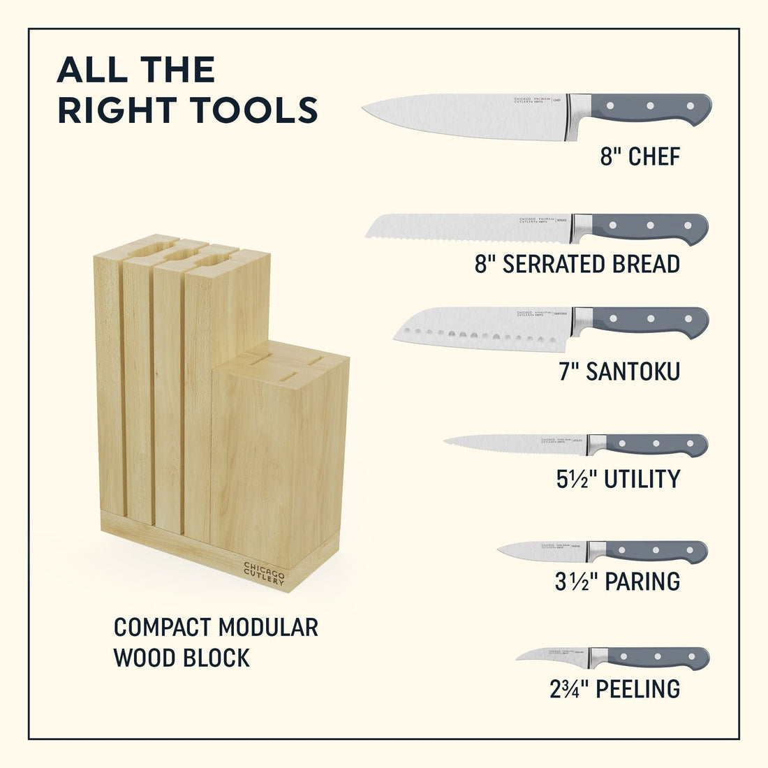 7 - Piece Kitchen Knife Block Set - KitchenCraftedGoods