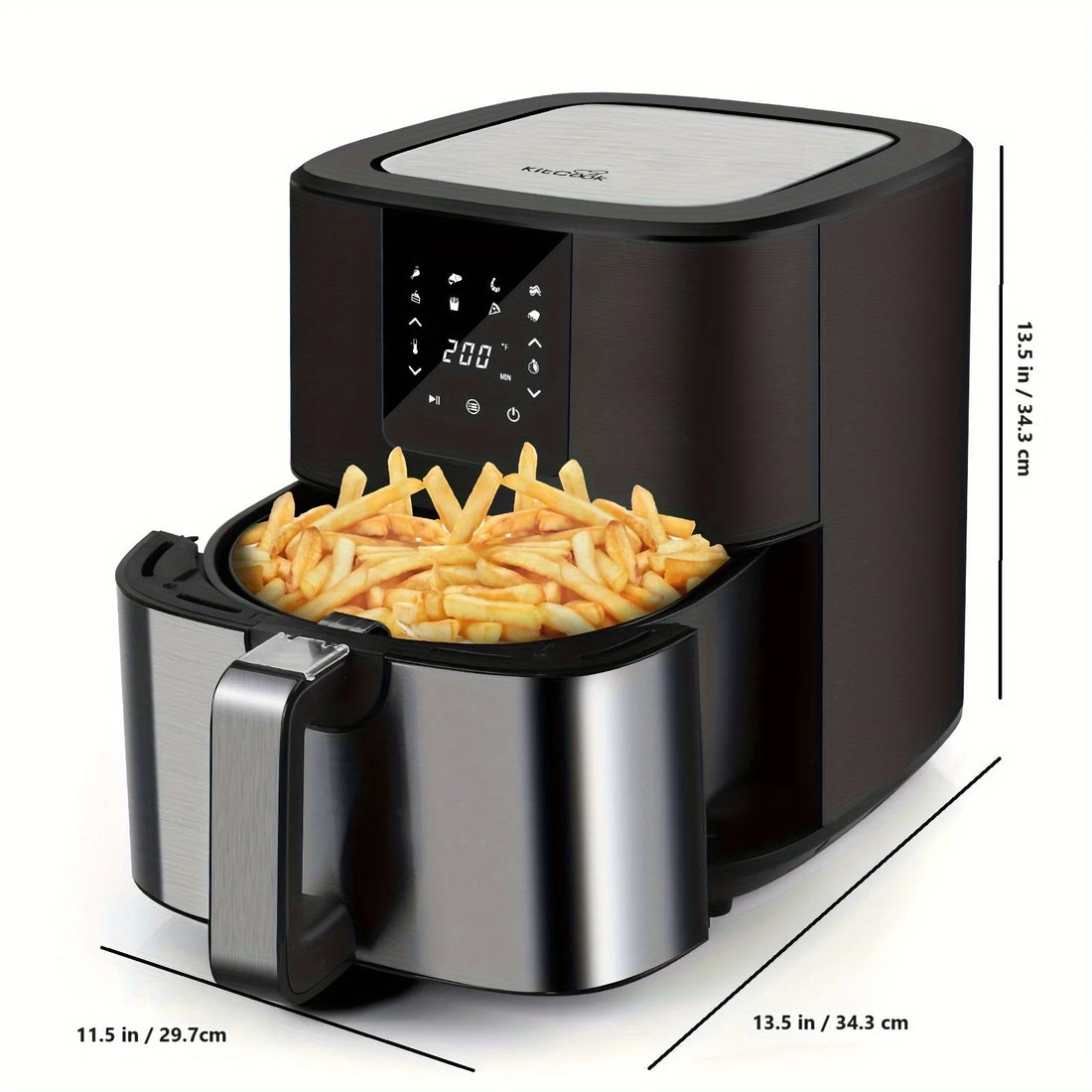 7QT Large Air Fryer 1500W, Digital Touch Screen, 8 Presets, Adjustable 100–400°F, Nonstick Basket, Oil - Free Cooker for Healthy Cooking (Black) - KitchenCraftedGoods