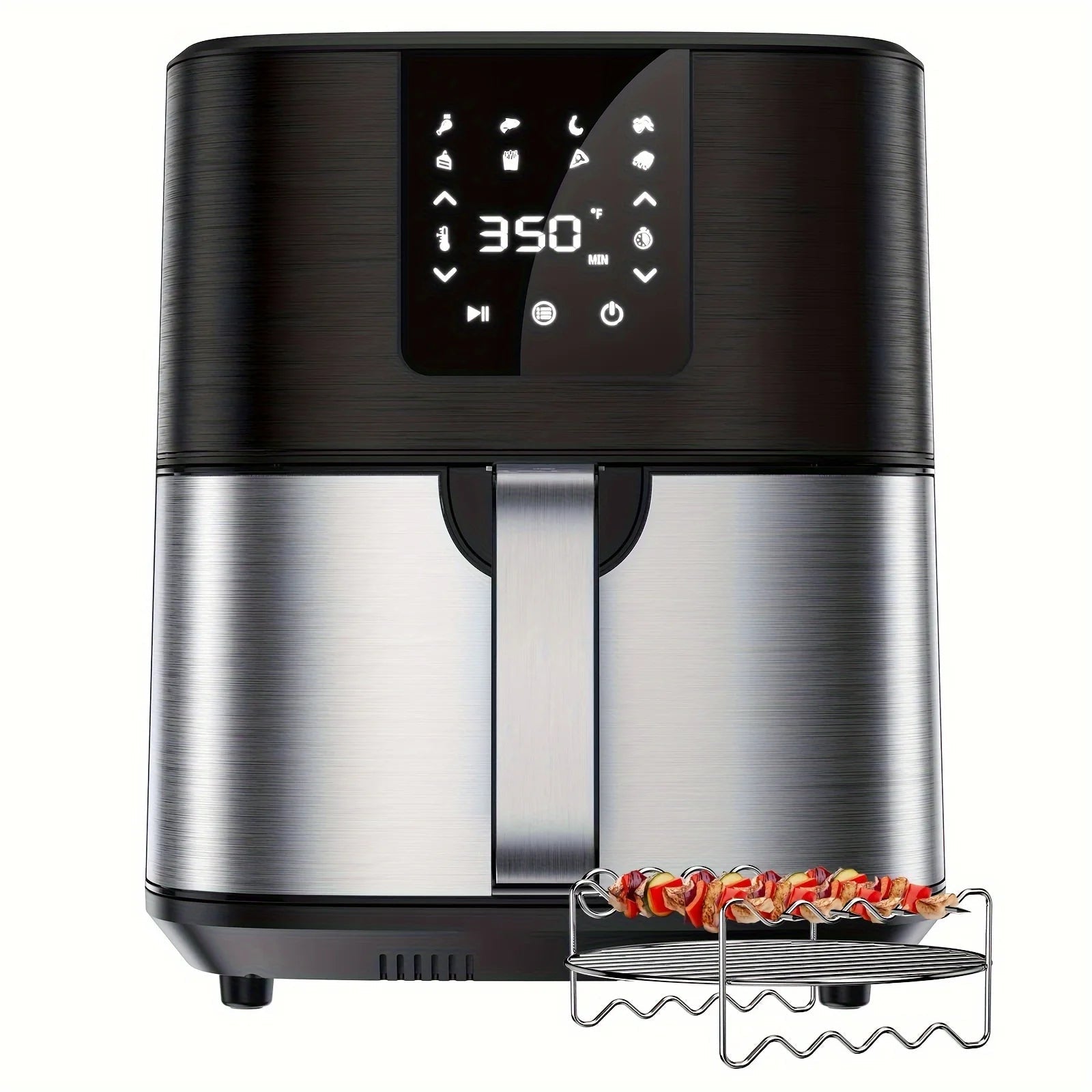 7QT Large Air Fryer 1500W, Digital Touch Screen, 8 Presets, Adjustable 100–400°F, Nonstick Basket, Oil - Free Cooker for Healthy Cooking (Black) - KitchenCraftedGoods