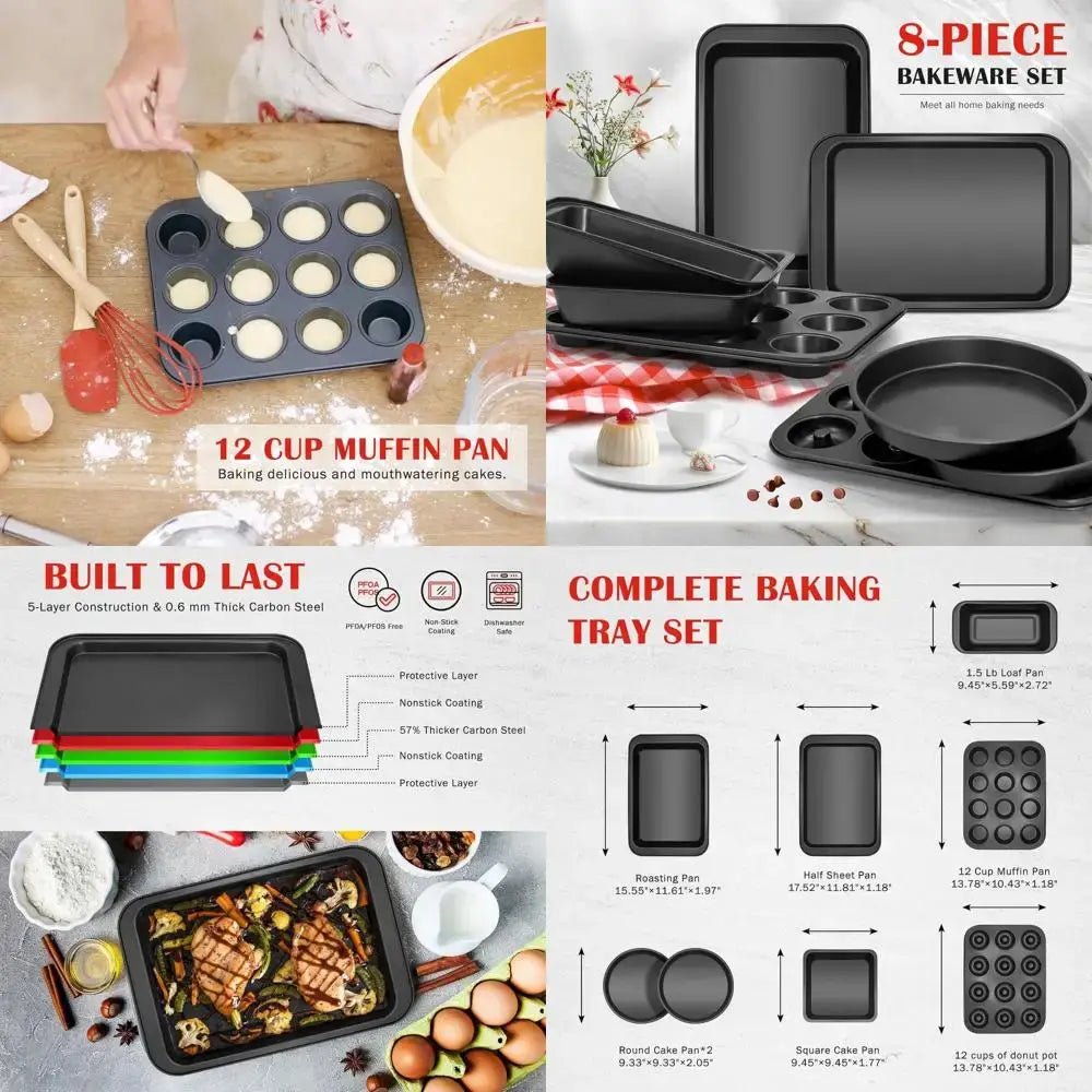 8 - Piece Nonstick Bakeware Set – Baking Pan Set with Muffin, - KitchenCraftedGoods