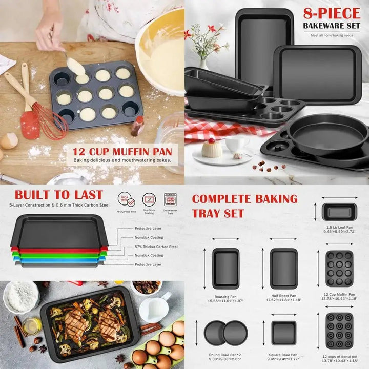 8 - Piece Nonstick Bakeware Set – Baking Pan Set with Muffin, - KitchenCraftedGoods