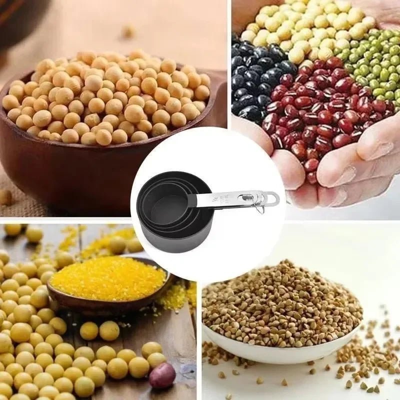 8PCS Stainless Steel Measuring Cups and Spoons Set with Scale – Stackable Metal Measuring Set for Baking, Cooking, Flour, Grain & Dessert Prep - KitchenCraftedGoods