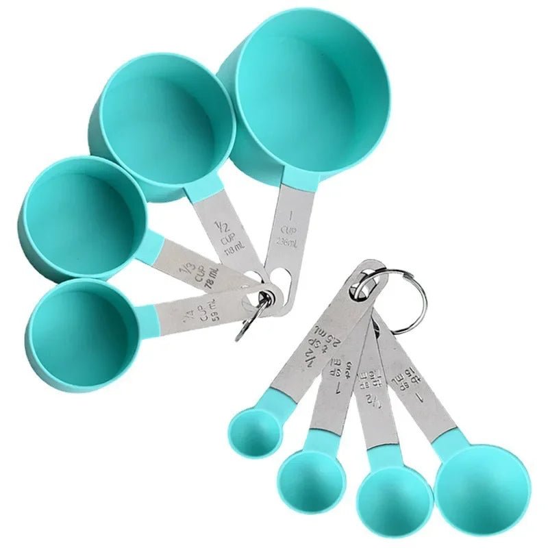 8PCS Stainless Steel Measuring Cups and Spoons Set with Scale – Stackable Metal Measuring Set for Baking, Cooking, Flour, Grain & Dessert Prep - KitchenCraftedGoods