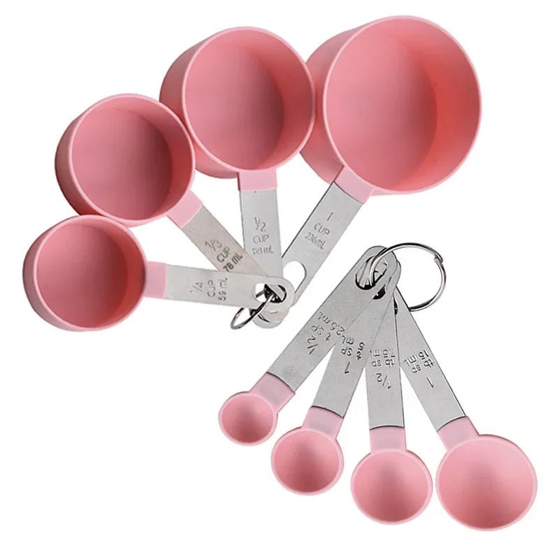 8PCS Stainless Steel Measuring Cups and Spoons Set with Scale – Stackable Metal Measuring Set for Baking, Cooking, Flour, Grain & Dessert Prep - KitchenCraftedGoods