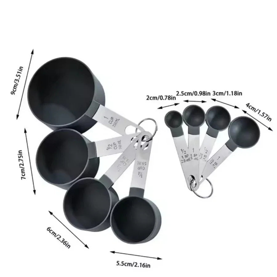 8PCS Stainless Steel Measuring Cups and Spoons Set with Scale – Stackable Metal Measuring Set for Baking, Cooking, Flour, Grain & Dessert Prep - KitchenCraftedGoods
