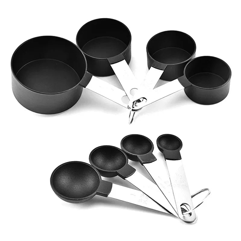 8PCS Stainless Steel Measuring Cups and Spoons Set with Scale – Stackable Metal Measuring Set for Baking, Cooking, Flour, Grain & Dessert Prep - KitchenCraftedGoods