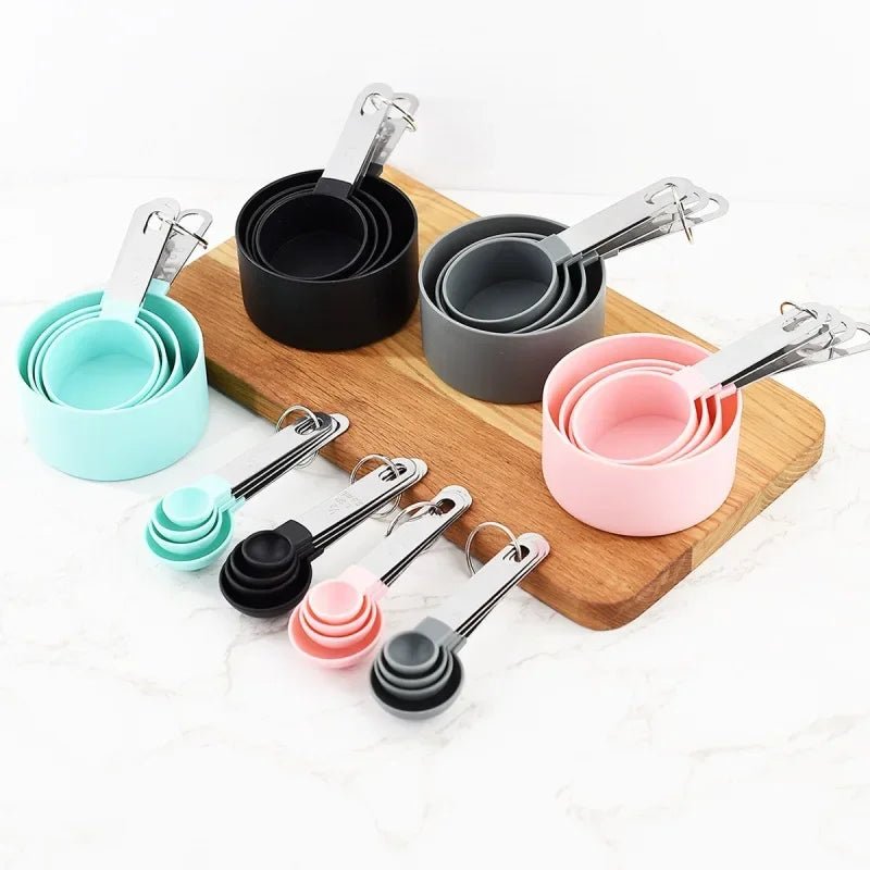 8PCS Stainless Steel Measuring Cups and Spoons Set with Scale – Stackable Metal Measuring Set for Baking, Cooking, Flour, Grain & Dessert Prep - KitchenCraftedGoods