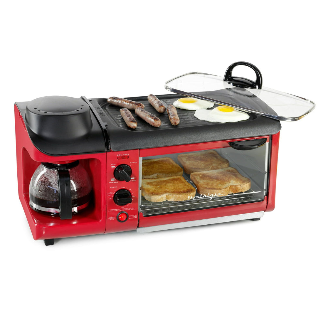 Nostalgia Retro 3-in-1 Family Breakfast Station Red