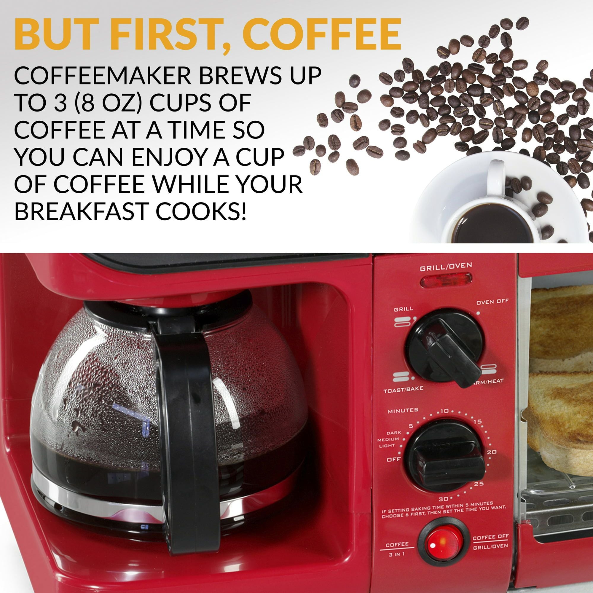 Nostalgia Retro 3-in-1 Family Breakfast Station Red