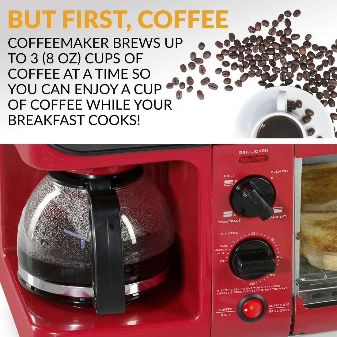 Nostalgia Retro 3-in-1 Family Breakfast Station Red