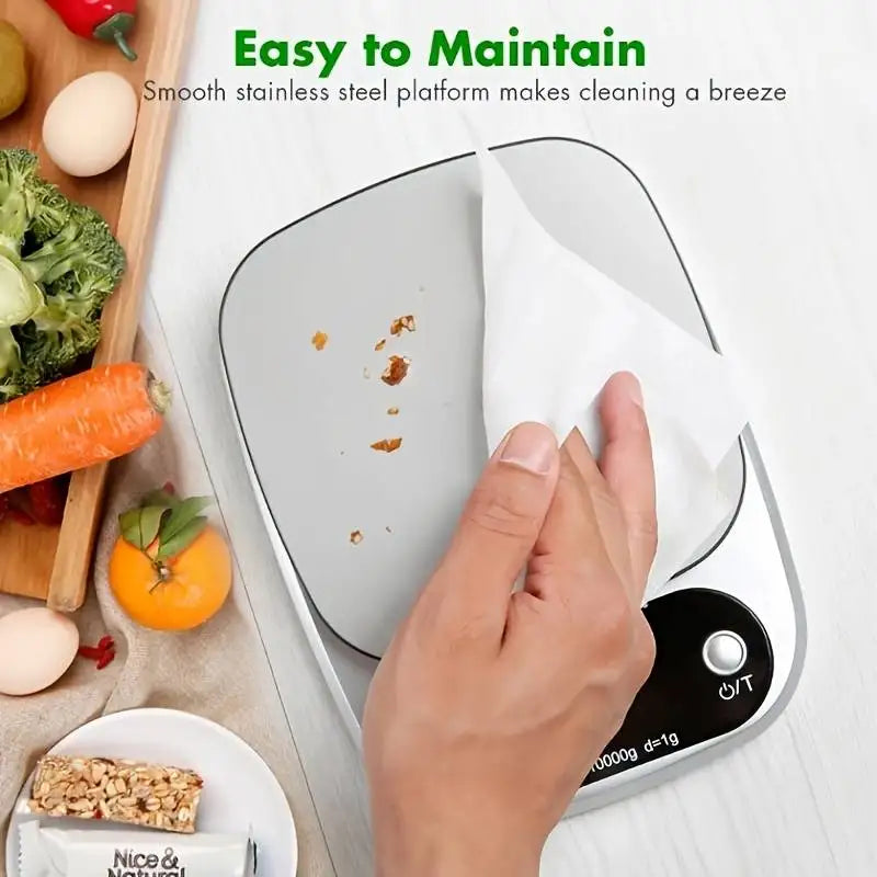 Digital Kitchen Scale 10kg/22lb – High Precision Food Scale with LCD Display, Gram & Ounce Measuring for Baking, Cooking & Meal Prep